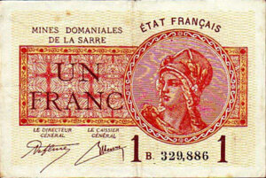 1 franc Mines domaniales de la Sarre type 1920