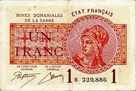 1 franc Mines domaniales de la Sarre type 1920