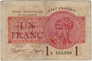 1 franc Mines domaniales de la Sarre type 1920