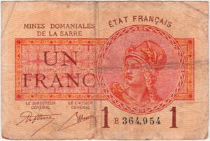 1 franc Mines domaniales de la Sarre type 1920