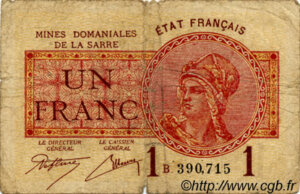 1 franc Mines domaniales de la Sarre type 1920