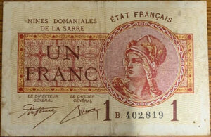 1 franc Mines domaniales de la Sarre type 1920