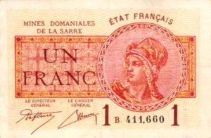 1 franc Mines domaniales de la Sarre type 1920