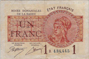 1 franc Mines domaniales de la Sarre type 1920