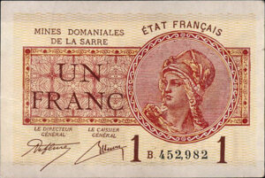 1 franc Mines domaniales de la Sarre type 1920