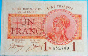 1 franc Mines domaniales de la Sarre type 1920