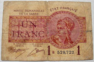 1 franc Mines domaniales de la Sarre type 1920