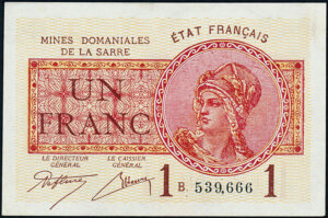 1 franc Mines domaniales de la Sarre type 1920