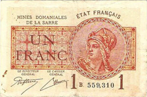 1 franc Mines domaniales de la Sarre type 1920