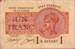 1 franc Mines domaniales de la Sarre type 1920