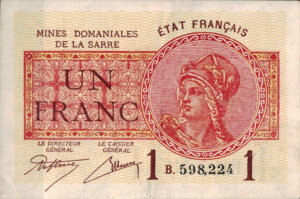 1 franc Mines domaniales de la Sarre type 1920