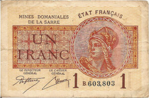 1 franc Mines domaniales de la Sarre type 1920