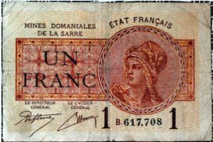 1 franc Mines domaniales de la Sarre type 1920