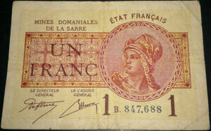 1 franc Mines domaniales de la Sarre type 1920