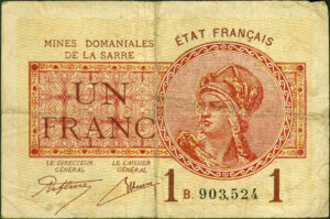 1 franc Mines domaniales de la Sarre type 1920