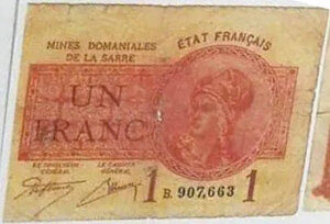 1 franc Mines domaniales de la Sarre type 1920