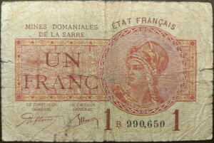 1 franc Mines domaniales de la Sarre type 1920