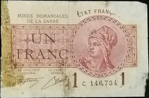 1 franc Mines domaniales de la Sarre type 1920