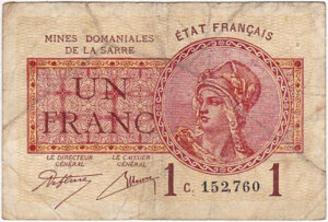 1 franc Mines domaniales de la Sarre type 1920