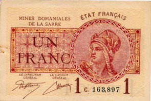 1 franc Mines domaniales de la Sarre type 1920