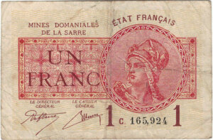 1 franc Mines domaniales de la Sarre type 1920