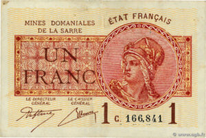 1 franc Mines domaniales de la Sarre type 1920