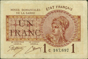 1 franc Mines domaniales de la Sarre type 1920