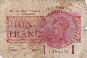 1 franc Mines domaniales de la Sarre type 1920