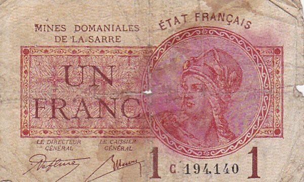 1 franc Mines domaniales de la Sarre type 1920