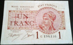 1 franc Mines domaniales de la Sarre type 1920