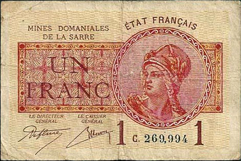 1 franc Mines domaniales de la Sarre type 1920