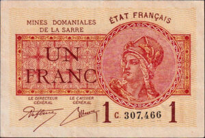 1 franc Mines domaniales de la Sarre type 1920