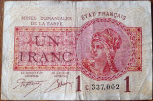 1 franc Mines domaniales de la Sarre type 1920