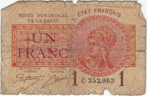 1 franc Mines domaniales de la Sarre type 1920