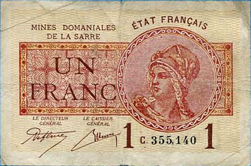 1 franc Mines domaniales de la Sarre type 1920