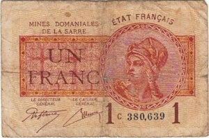 1 franc Mines domaniales de la Sarre type 1920