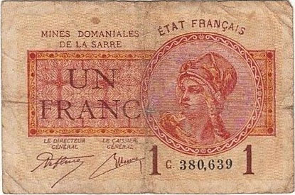 1 franc Mines domaniales de la Sarre type 1920