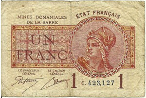 1 franc Mines domaniales de la Sarre type 1920