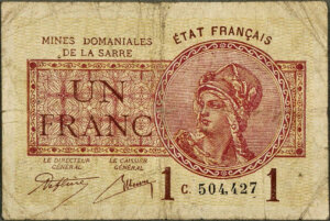 1 franc Mines domaniales de la Sarre type 1920