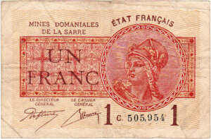 1 franc Mines domaniales de la Sarre type 1920