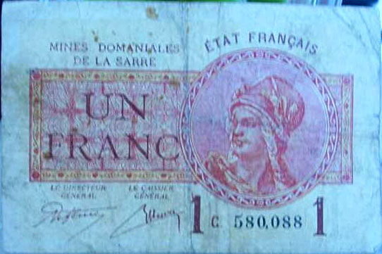 1 franc Mines domaniales de la Sarre type 1920