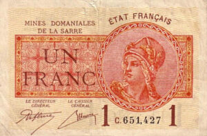 1 franc Mines domaniales de la Sarre type 1920