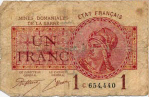 1 franc Mines domaniales de la Sarre type 1920