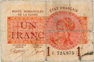 1 franc Mines domaniales de la Sarre type 1920