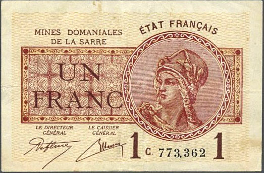 1 franc Mines domaniales de la Sarre type 1920