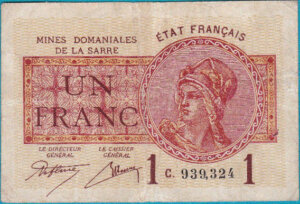 1 franc Mines domaniales de la Sarre type 1920