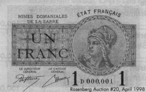 1 franc Mines domaniales de la Sarre type 1920