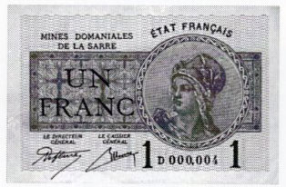 1 franc Mines domaniales de la Sarre type 1920