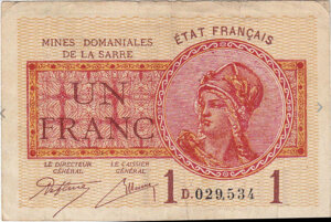 1 franc Mines domaniales de la Sarre type 1920