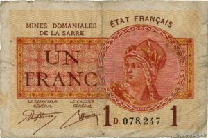 1 franc Mines domaniales de la Sarre type 1920